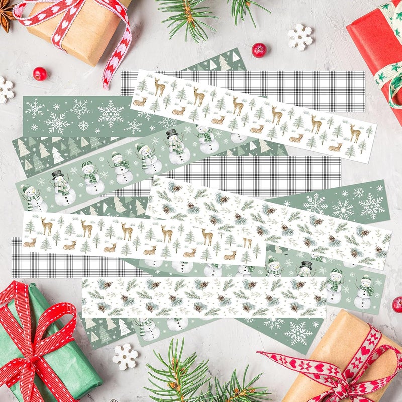 CPicdn Store 24Pcs Christmas Classroom Magnetic Bulletin Board Borders Decoration Set, Christmas Sage Snowflakes Snowman Border Trims Green Classroom Chalkboard Supplies Wall Door Xmas Winter Party Decor - Image 3